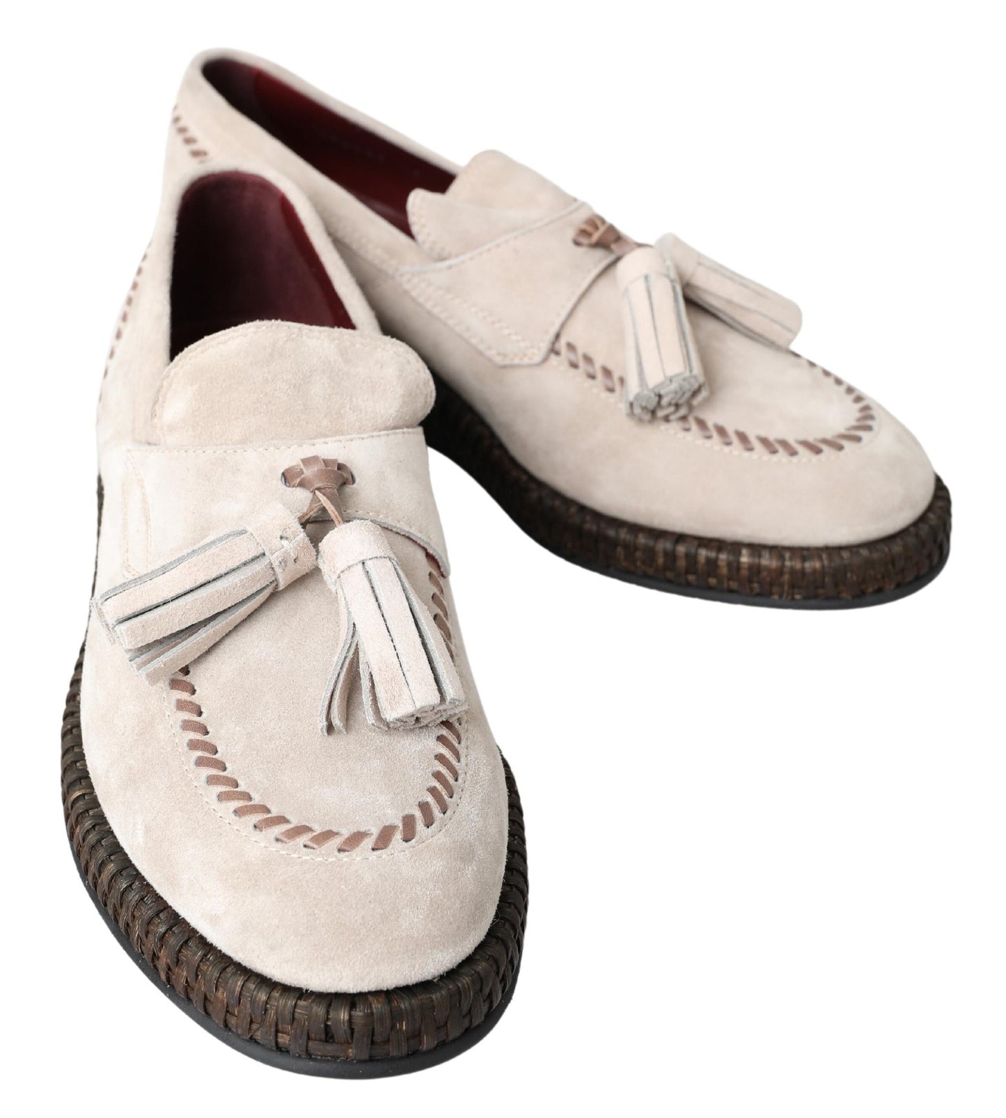 Dolce &amp; Gabbana Chaussures Espadrilles En Cuir Daim Ivoire Pour Hommes