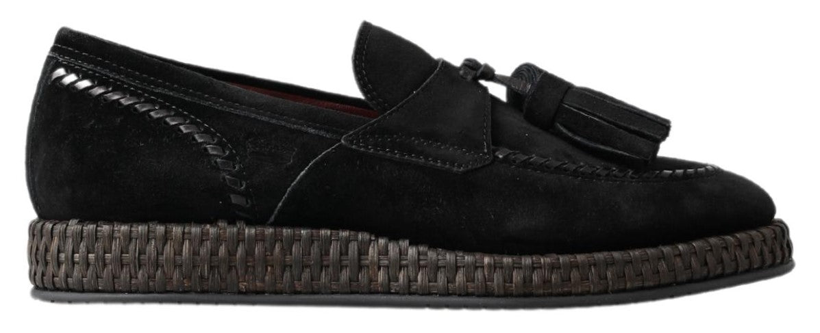 Dolce &amp; Gabbana Lässige Espadrille-Schuhe aus schwarzem Wildleder