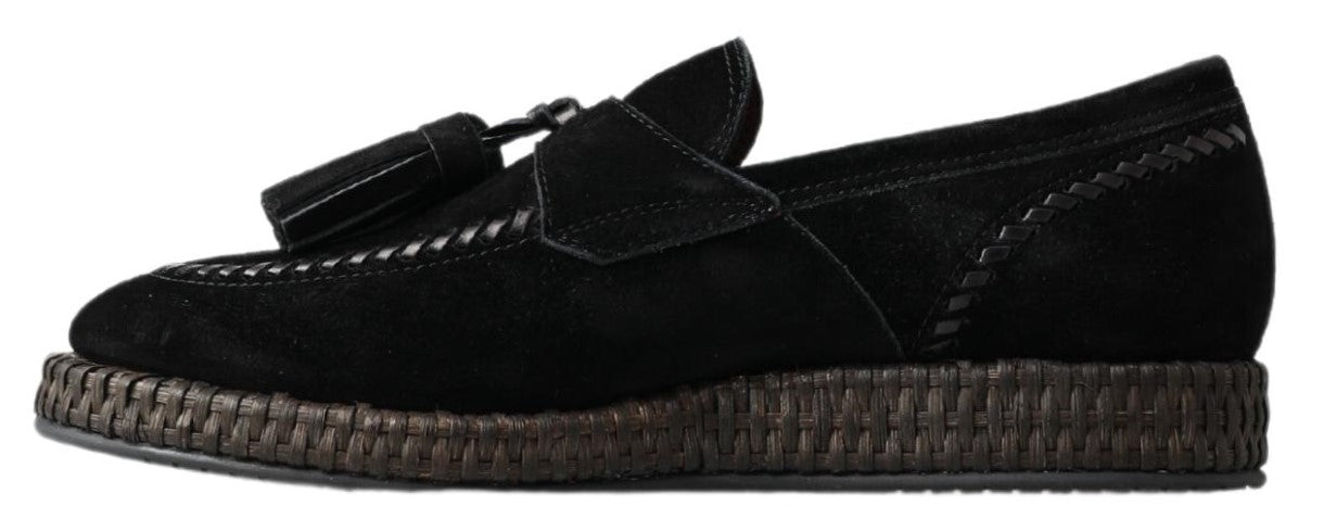 Dolce &amp; Gabbana Chaussures Espadrilles décontractées en cuir suédé noir