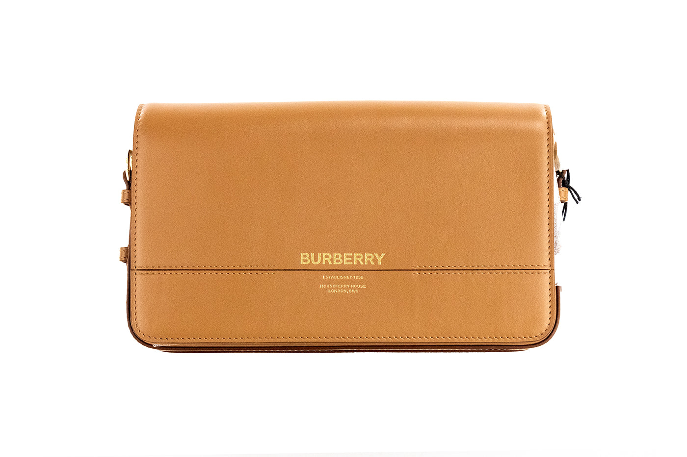 Burberry Grace Petit sac à main à rabat en cuir lisse muscade