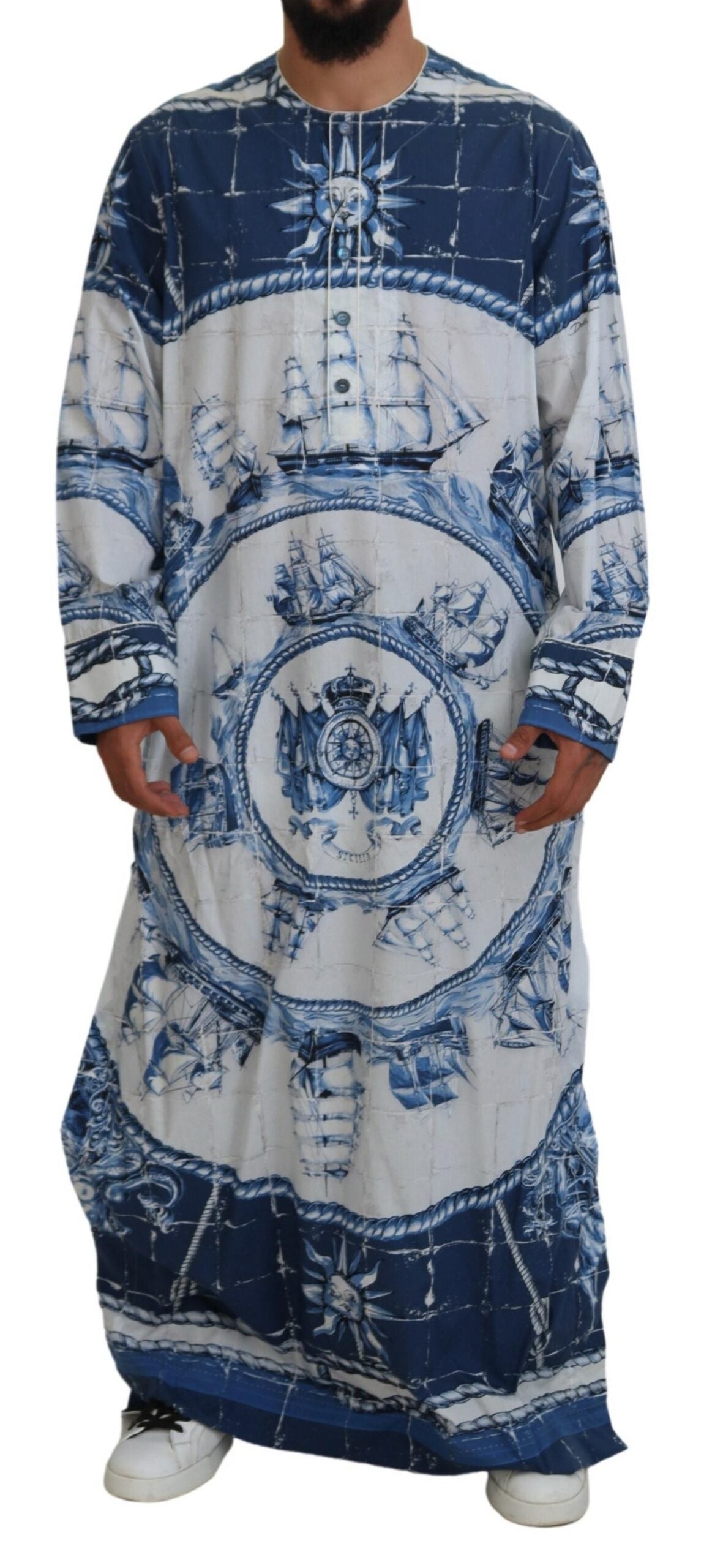 Thobe cape en coton bleu majolique Dolce &amp; Gabbana