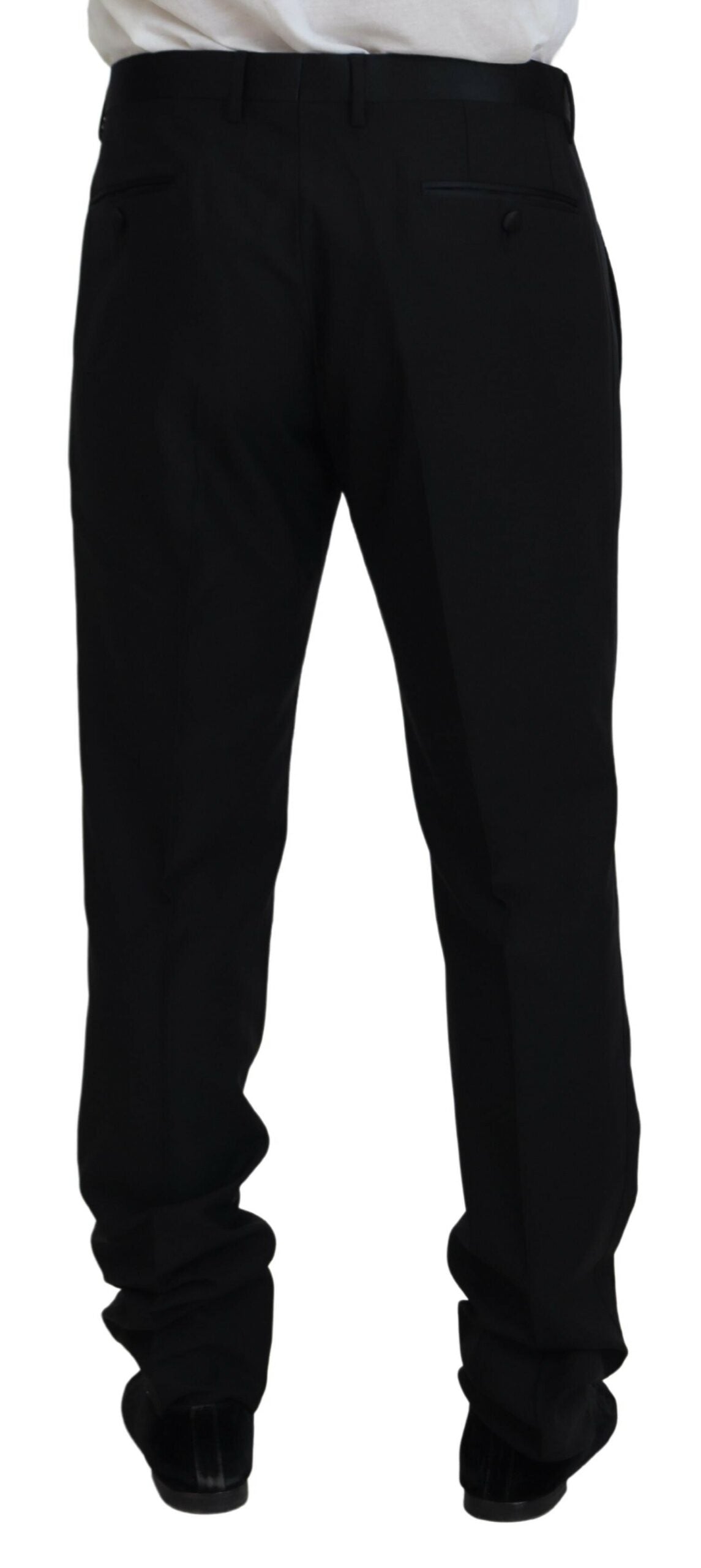 Dolce &amp; Gabbana Pantalon en laine et soie noire