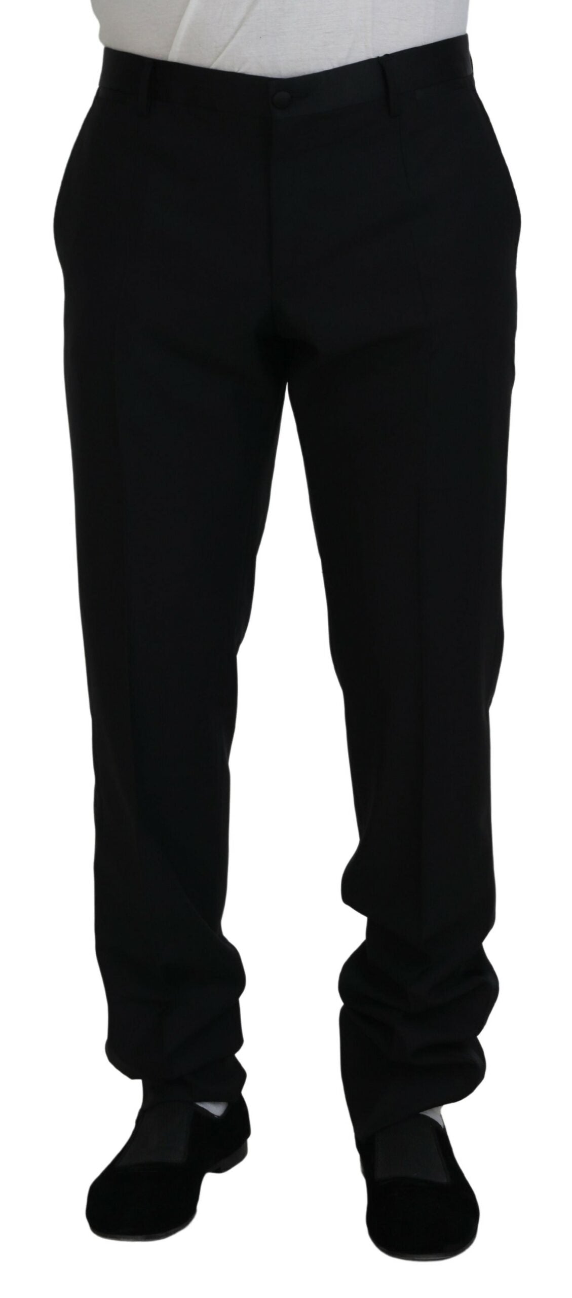 Dolce &amp; Gabbana Pantalon en laine et soie noire