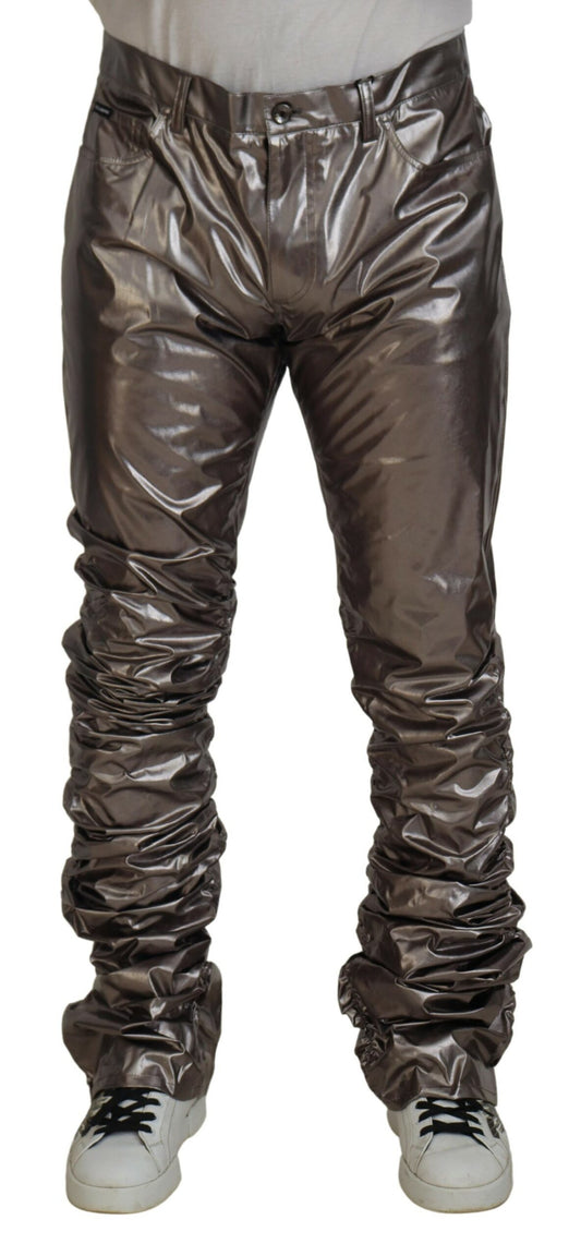 Dolce &amp; Gabbana – Stretch-Hose aus Nylon in Silbermetallic