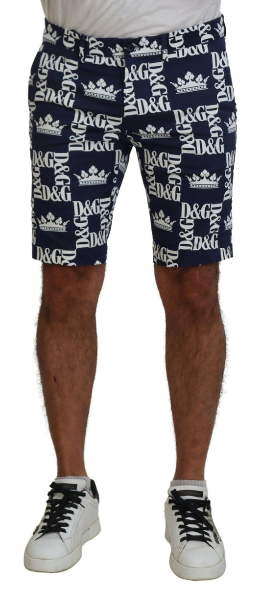 Dolce &amp; Gabbana Short chino en coton bleu imprimé logo