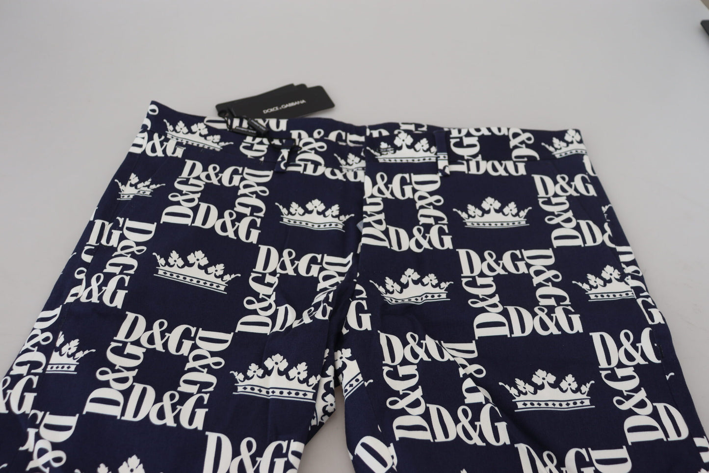 Blaue Chino-Shorts aus Baumwolle mit Logo-Print von Dolce &amp; Gabbana