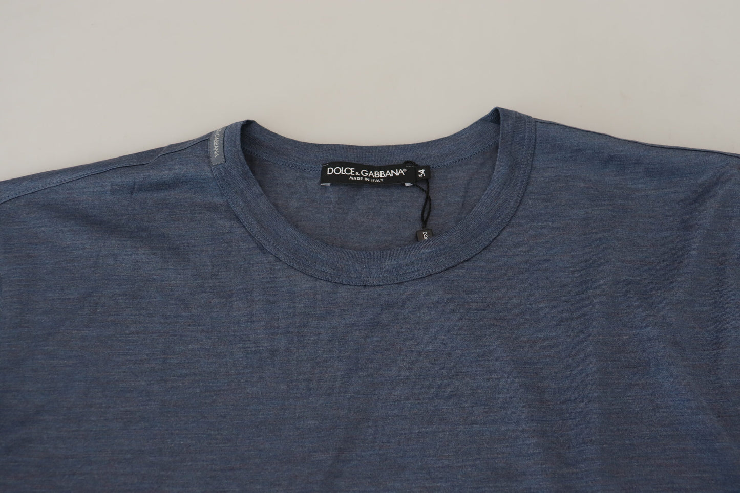 Dolce &amp; Gabbana T-shirt à manches courtes en soie bleue pour hommes