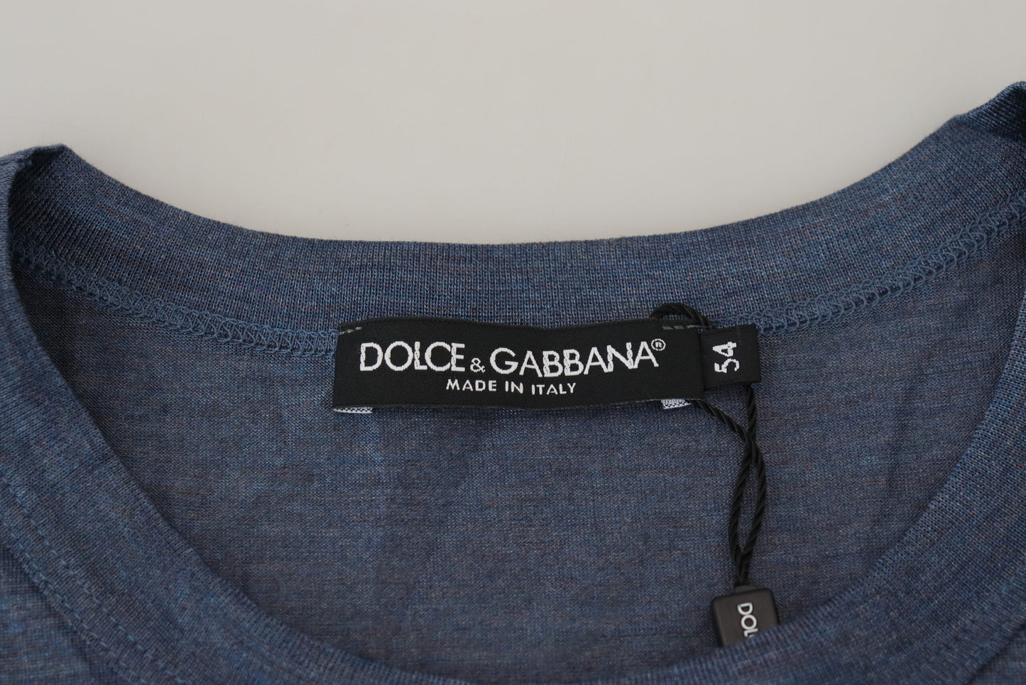 Dolce &amp; Gabbana Blaues Seiden-T-Shirt für Herren mit kurzen Ärmeln