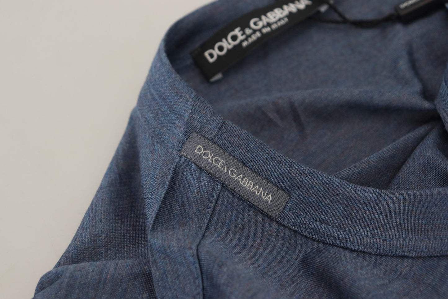 Dolce &amp; Gabbana T-shirt à manches courtes en soie bleue pour hommes