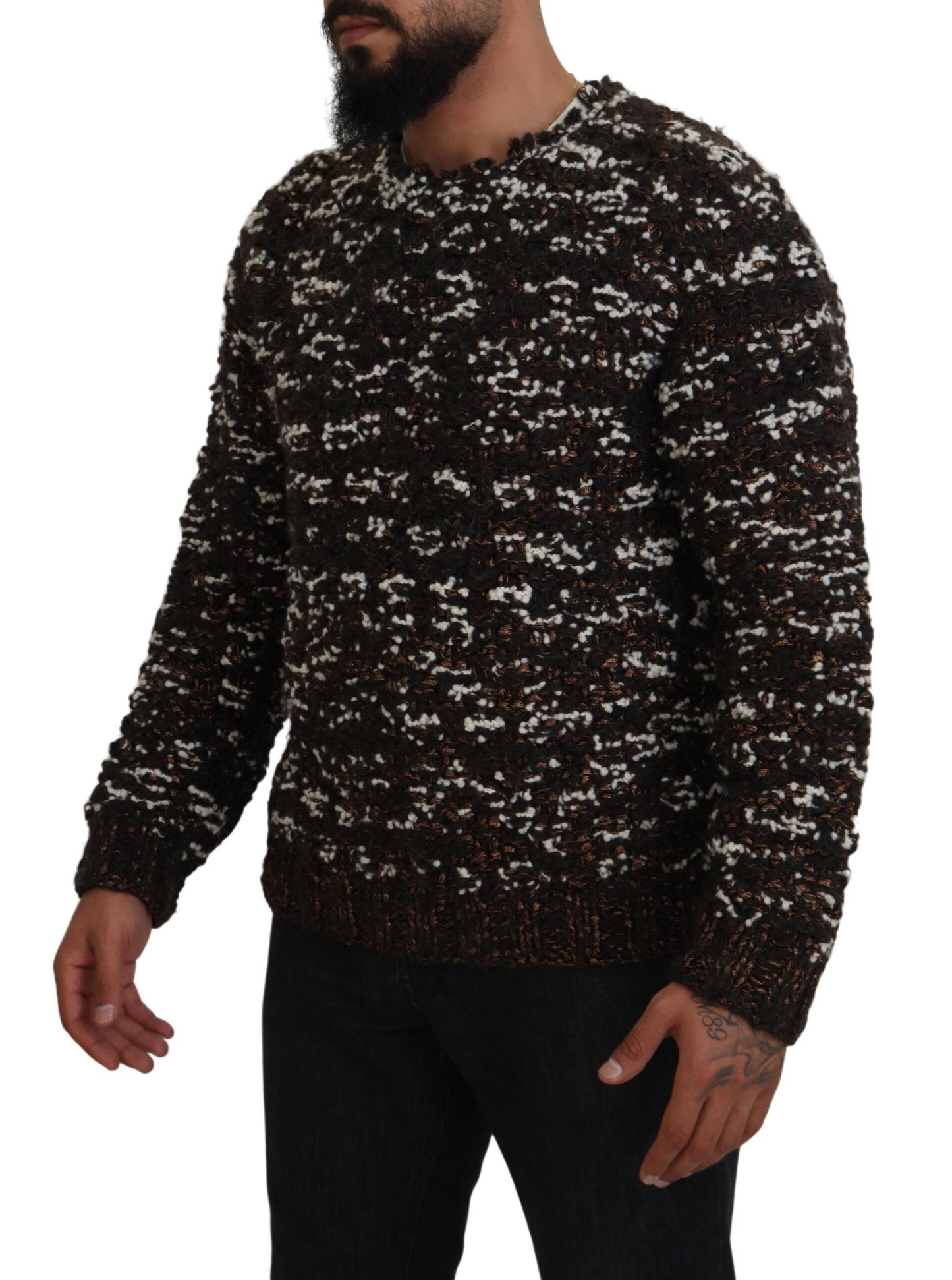 Dolce &amp; Gabbana Brauner Fatto A Mano-Pullover aus gestrickter Wolle