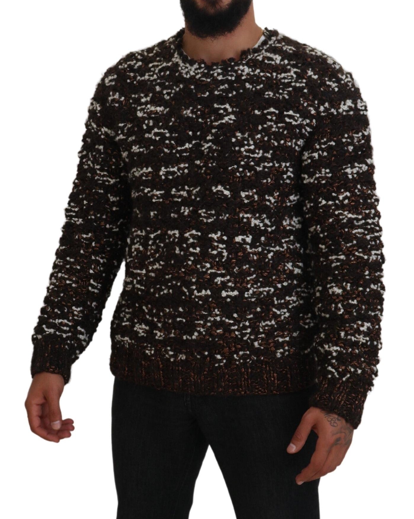 Dolce &amp; Gabbana Brauner Fatto A Mano-Pullover aus gestrickter Wolle