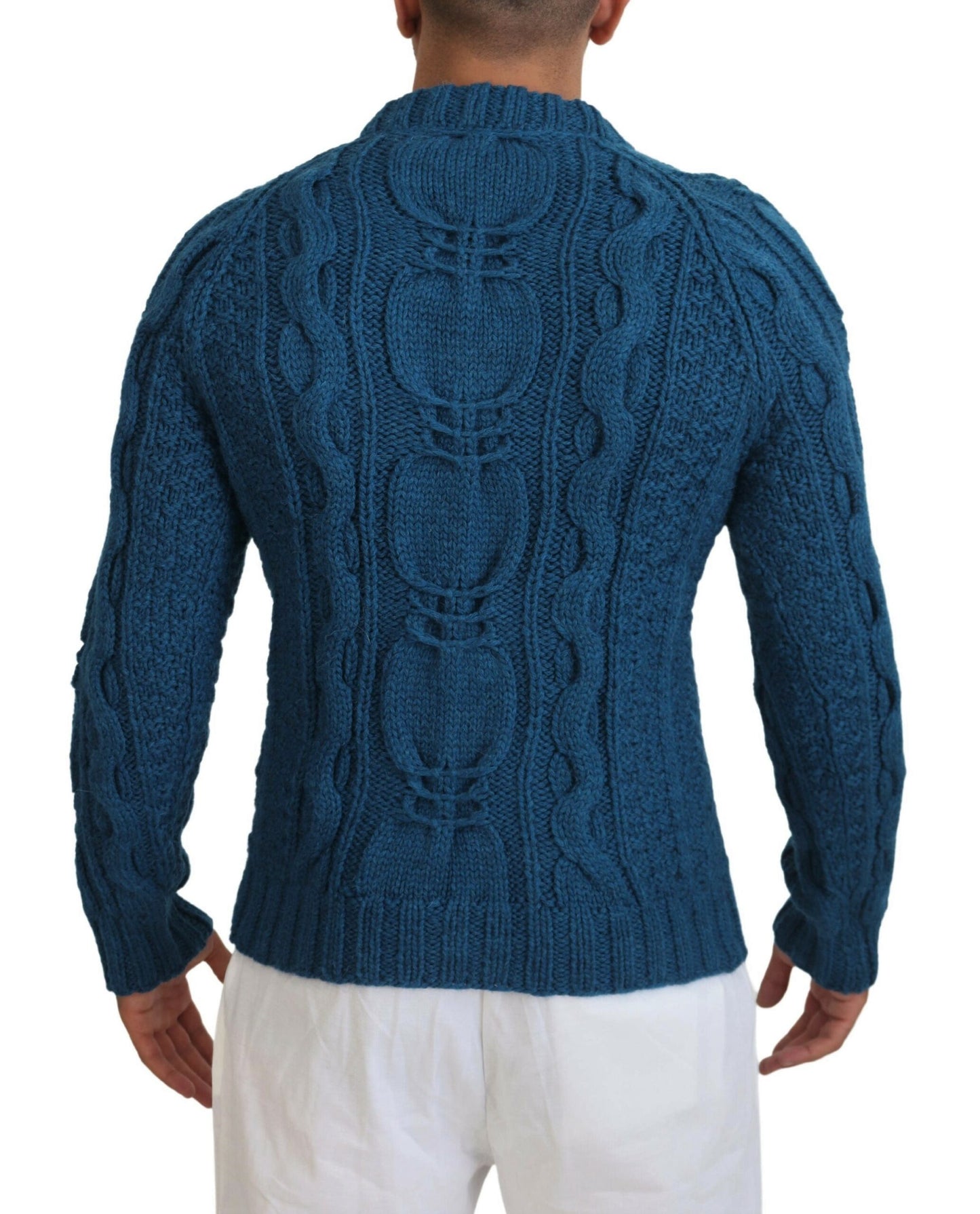 Dolce &amp; Gabbana Pull en laine tricotée bleue en alpaga