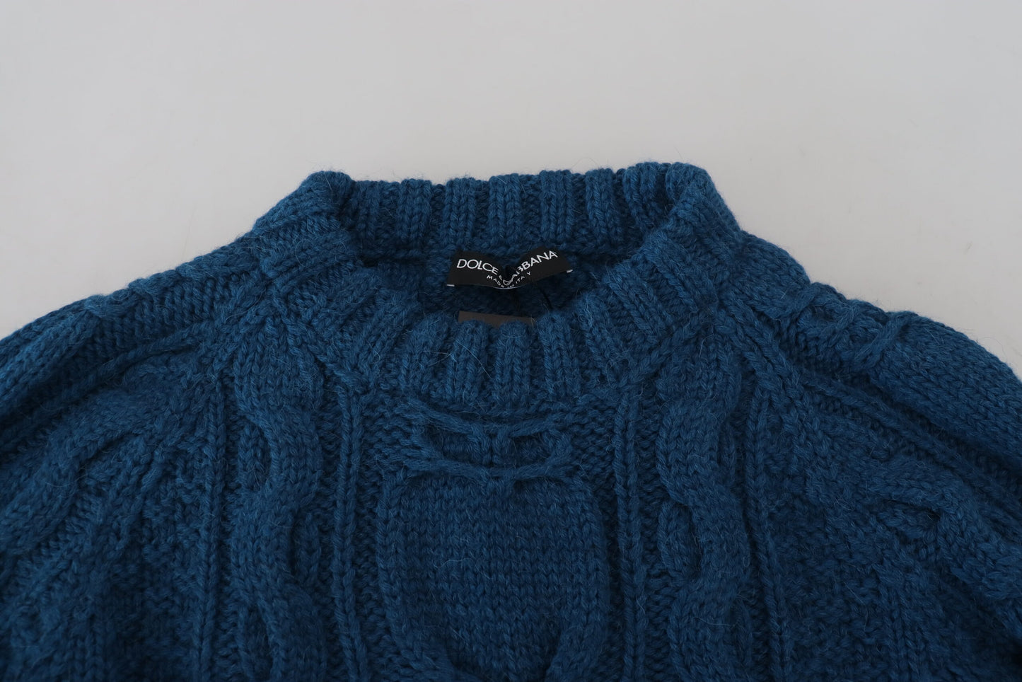 Dolce &amp; Gabbana Pull en laine tricotée bleue en alpaga