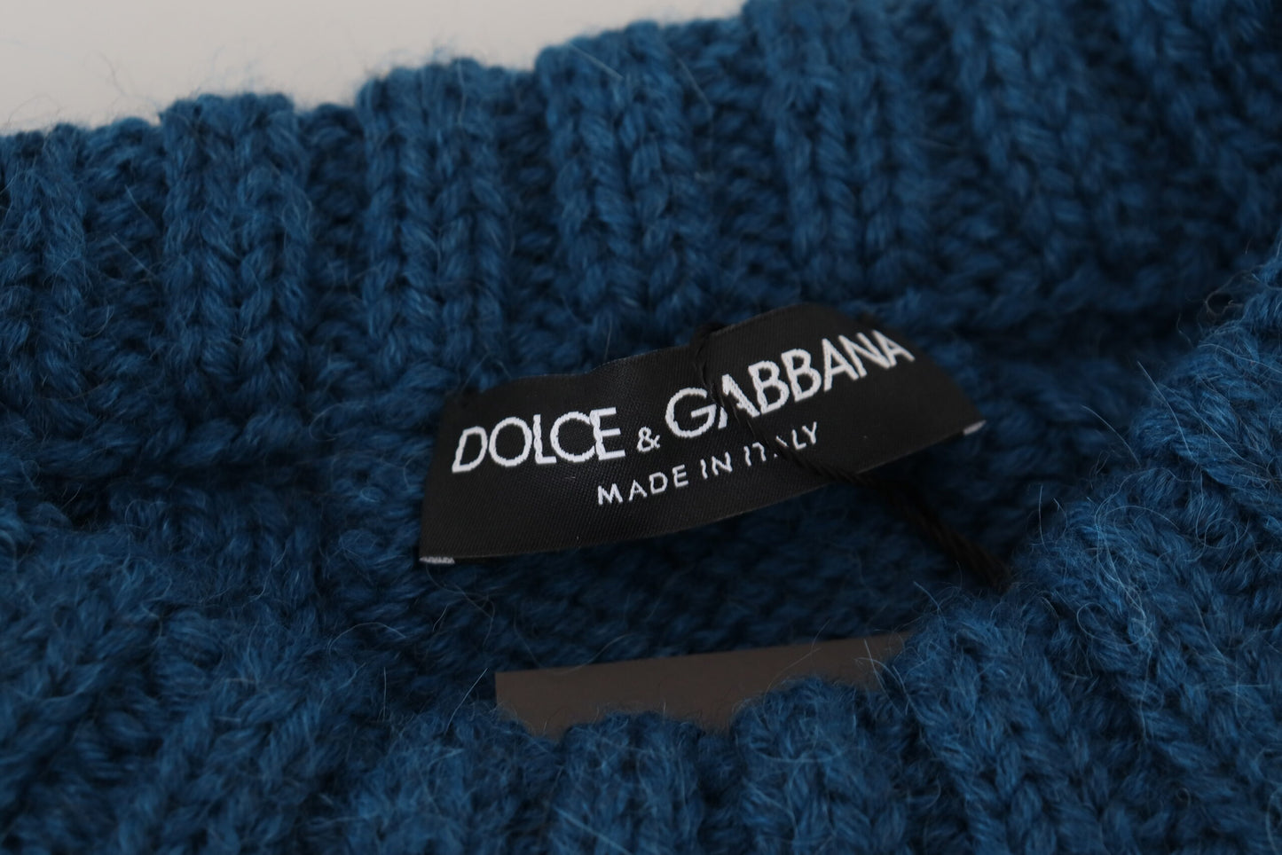 Dolce &amp; Gabbana Pull en laine tricotée bleue en alpaga