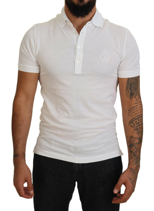 Dolce &amp; Gabbana T-shirt polo à manches courtes avec logo en coton blanc