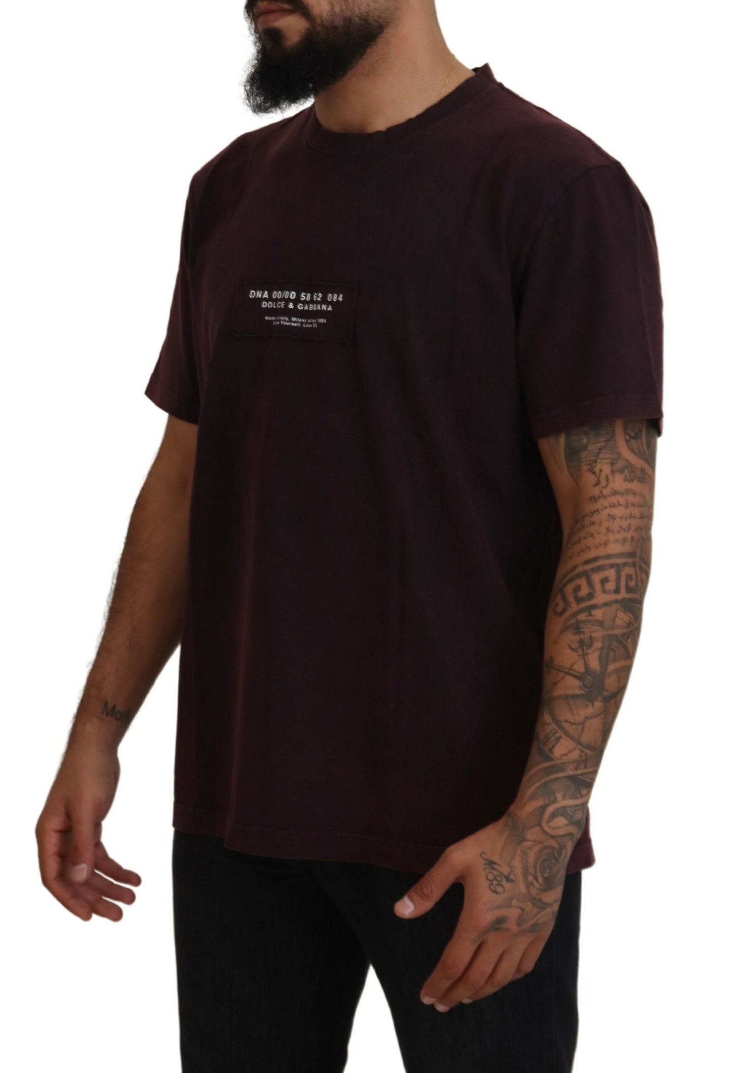 Dolce &amp; Gabbana Bordeaux Kurzarm-T-Shirt mit Rundhalsausschnitt