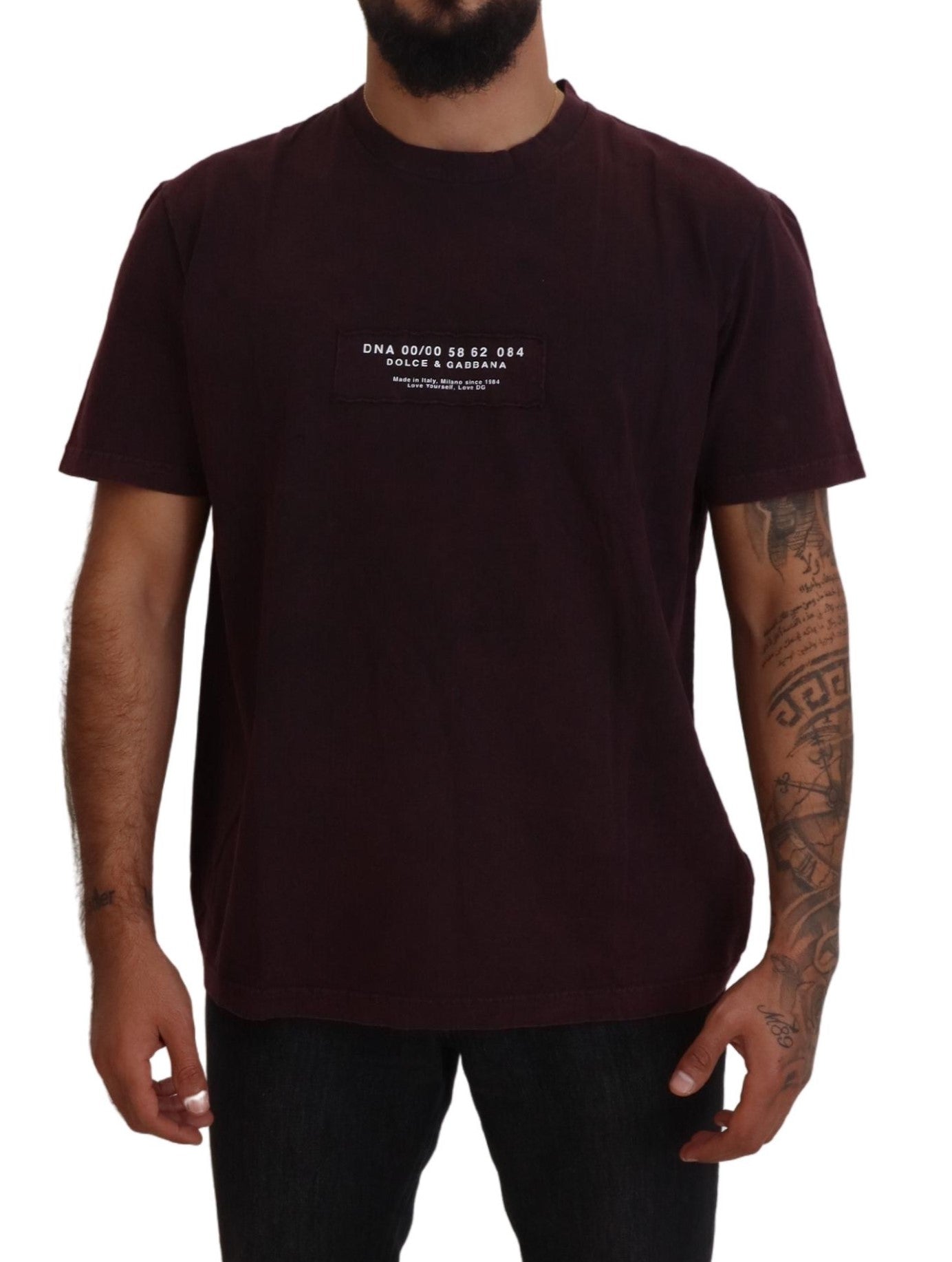 Dolce &amp; Gabbana Bordeaux Kurzarm-T-Shirt mit Rundhalsausschnitt