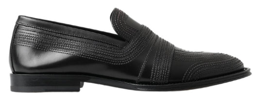 Dolce &amp; Gabbana Mocassins en cuir noir Chaussures cousues