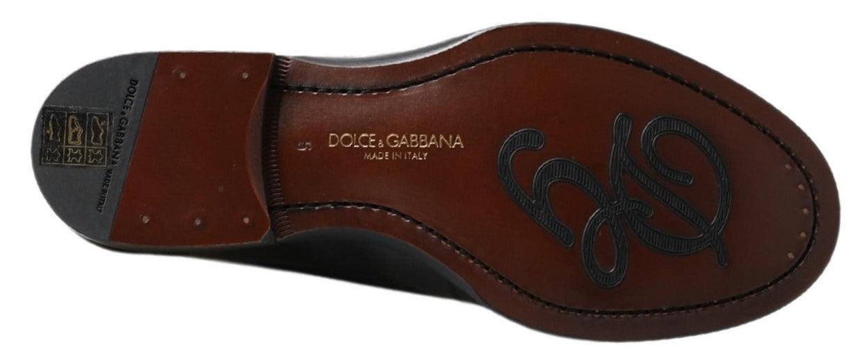 Dolce &amp; Gabbana Mocassins en cuir noir Chaussures cousues