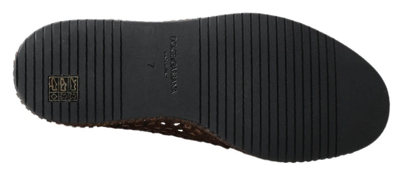 Dolce &amp; Gabbana Mocassins en cuir tressé marron décontractés