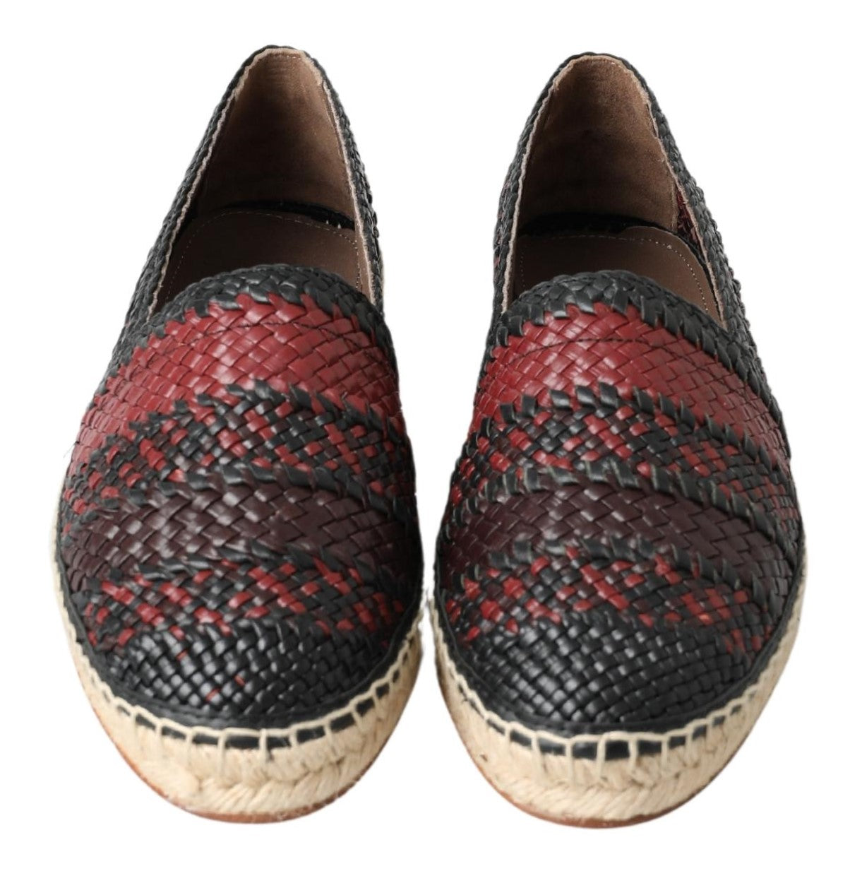 Dolce &amp; Gabbana Espadrille-Schuhe aus schwarzem Bordeaux-Büffelleder