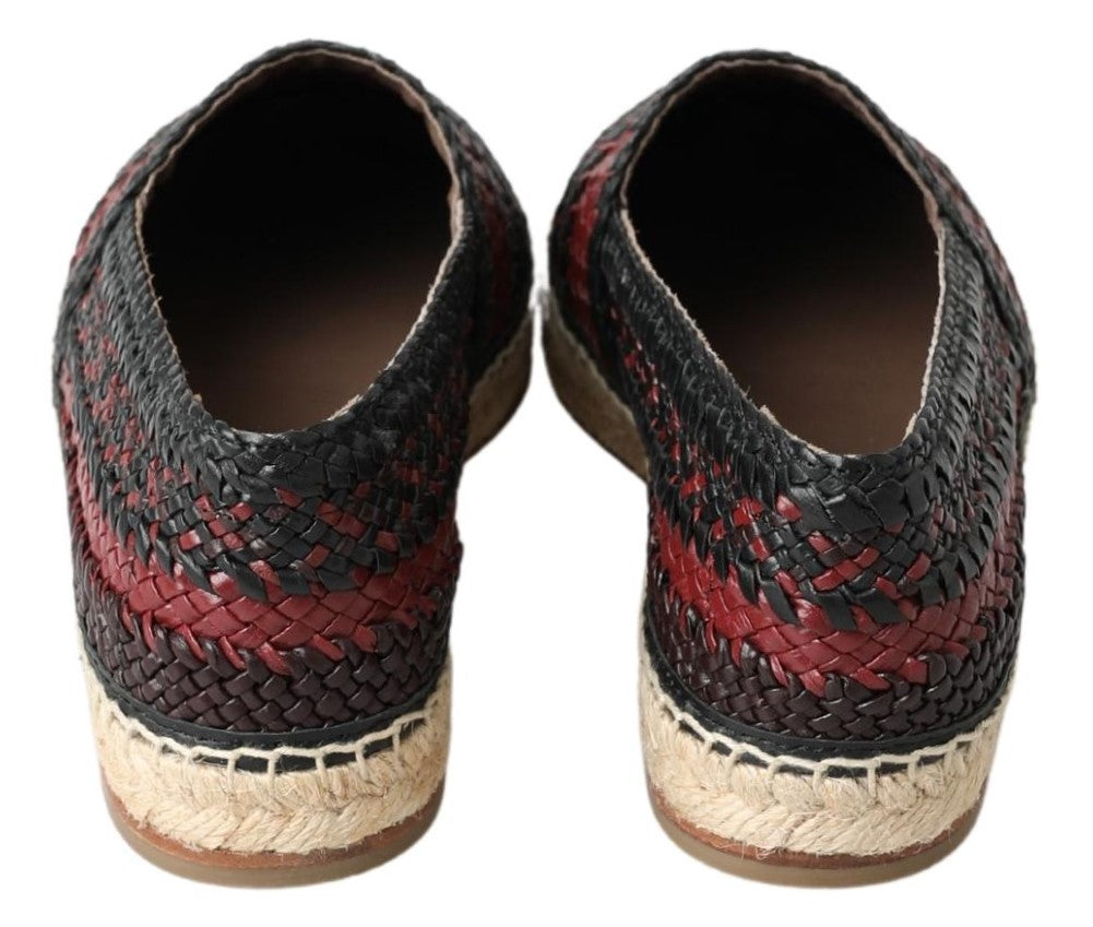 Dolce &amp; Gabbana Chaussures Espadrilles En Cuir De Buffle Bordeaux Noir