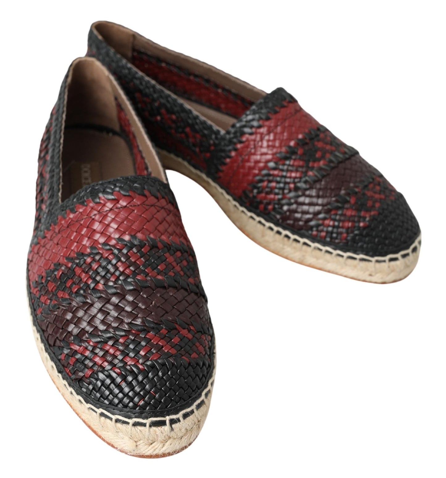 Dolce &amp; Gabbana Chaussures Espadrilles En Cuir De Buffle Bordeaux Noir