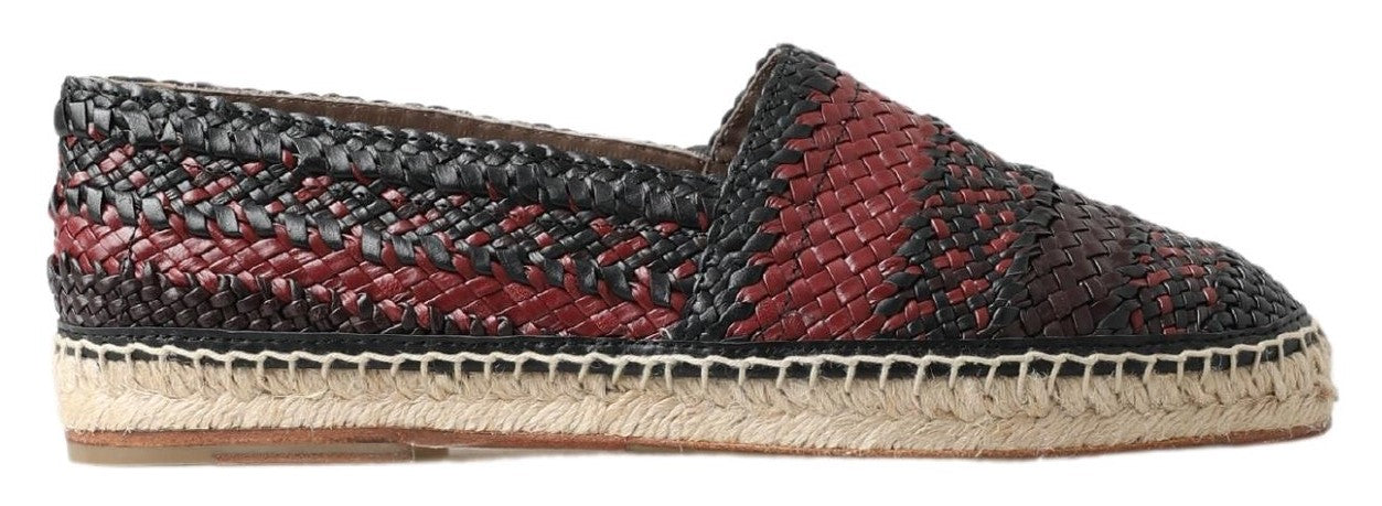 Dolce &amp; Gabbana Chaussures Espadrilles En Cuir De Buffle Bordeaux Noir