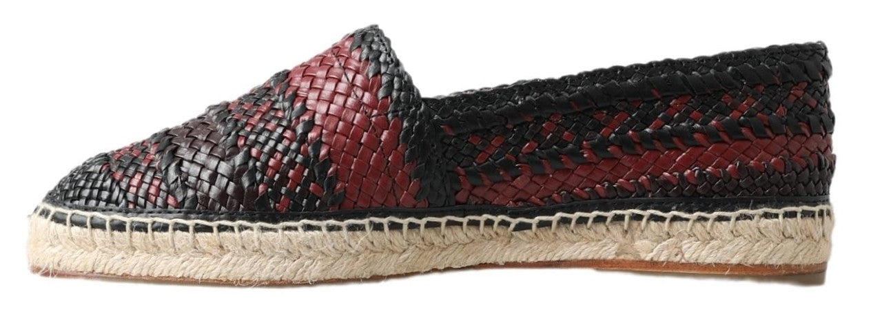 Dolce &amp; Gabbana Chaussures Espadrilles En Cuir De Buffle Bordeaux Noir