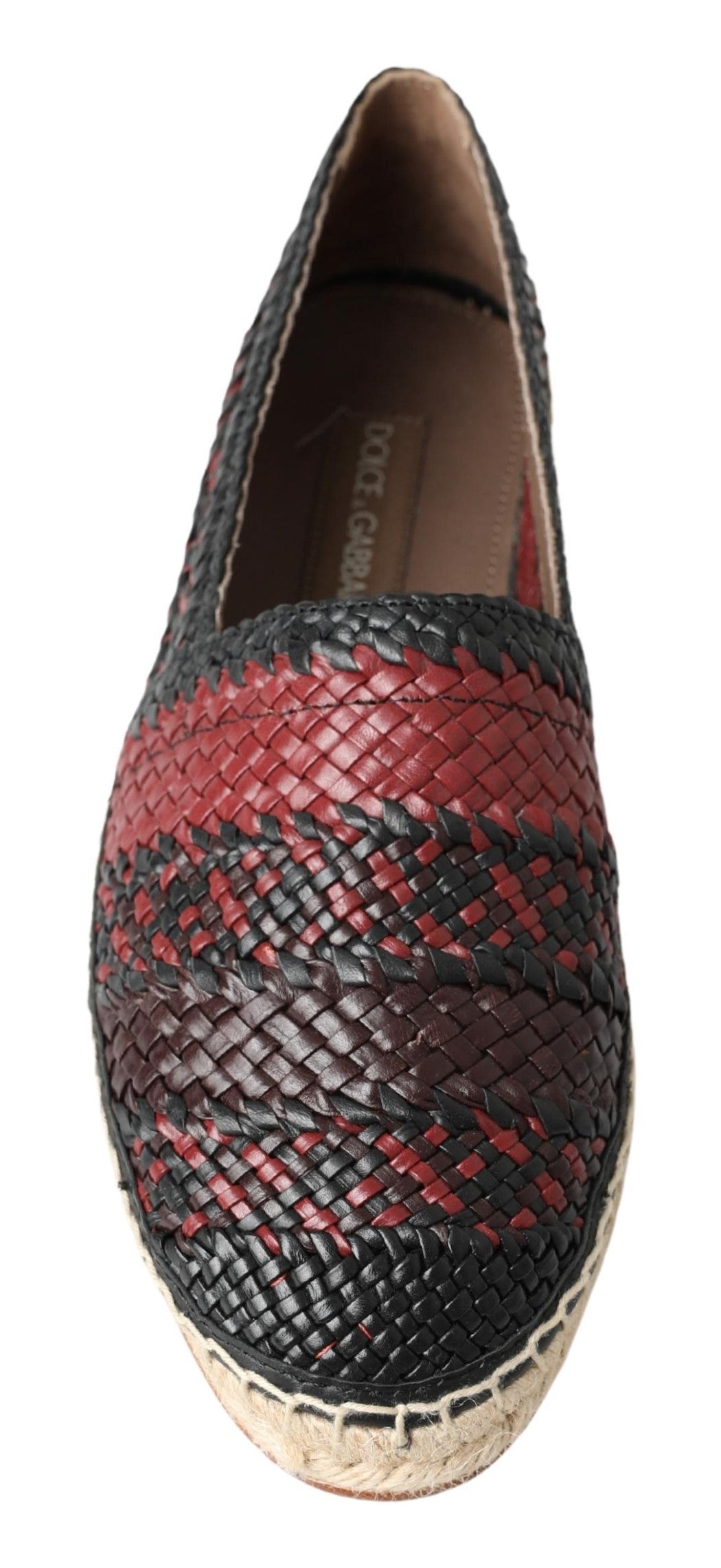 Dolce &amp; Gabbana Chaussures Espadrilles En Cuir De Buffle Bordeaux Noir