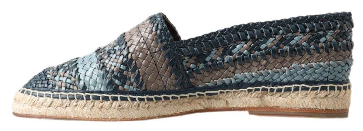 Dolce &amp; Gabbana Espadrilles en cuir de buffle bleu gris