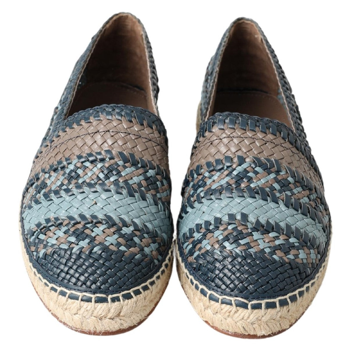 Dolce &amp; Gabbana Espadrilles en cuir de buffle bleu gris