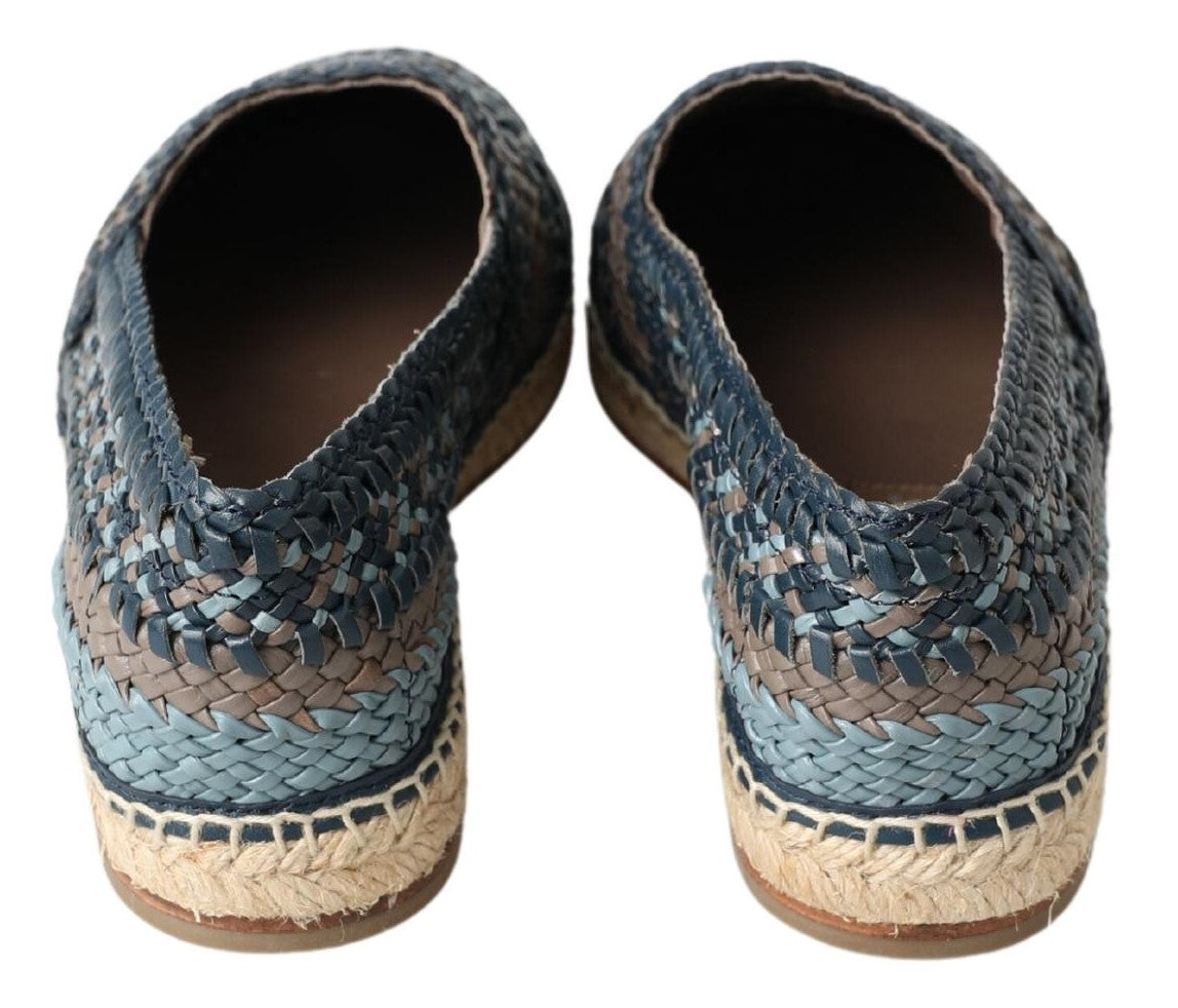 Dolce &amp; Gabbana Espadrilles en cuir de buffle bleu gris