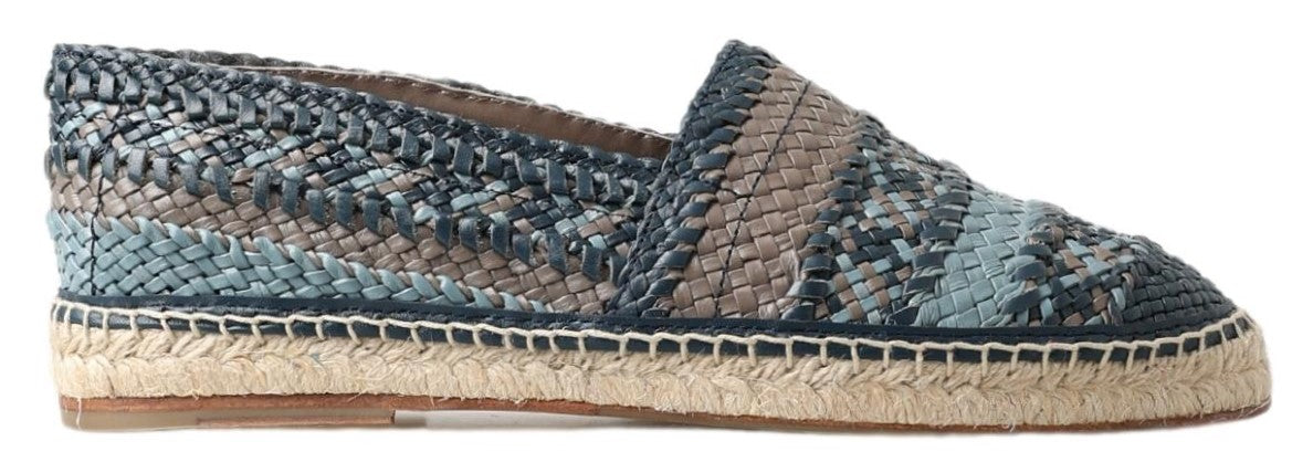 Dolce &amp; Gabbana Blaugraue Büffel-Espadrille-Schuhe aus Leder