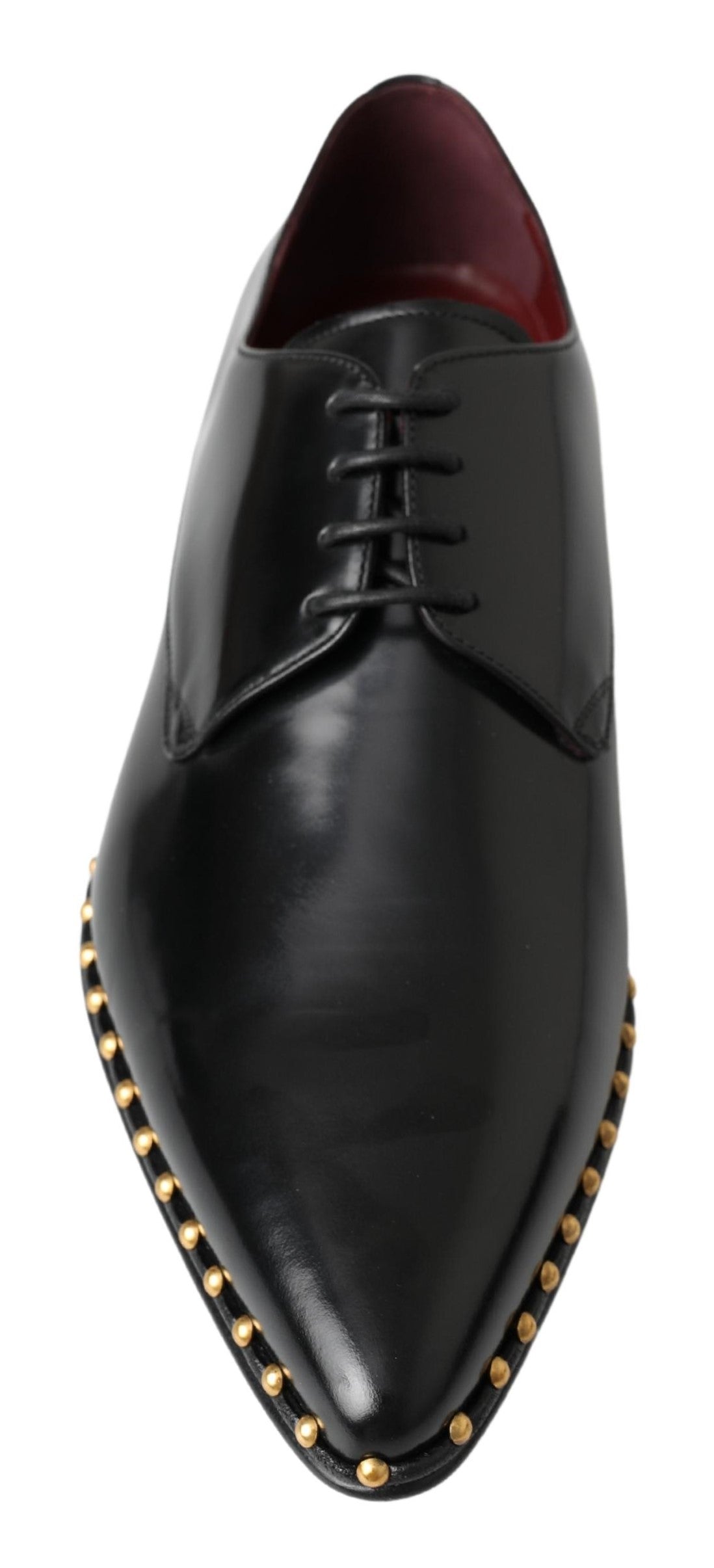 Dolce &amp; Gabbana Chaussures Derby noires en cuir clouté doré