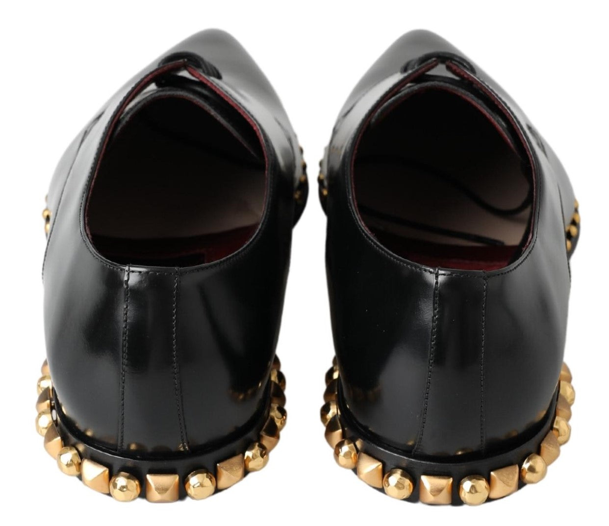 Dolce &amp; Gabbana Chaussures Derby noires en cuir clouté doré