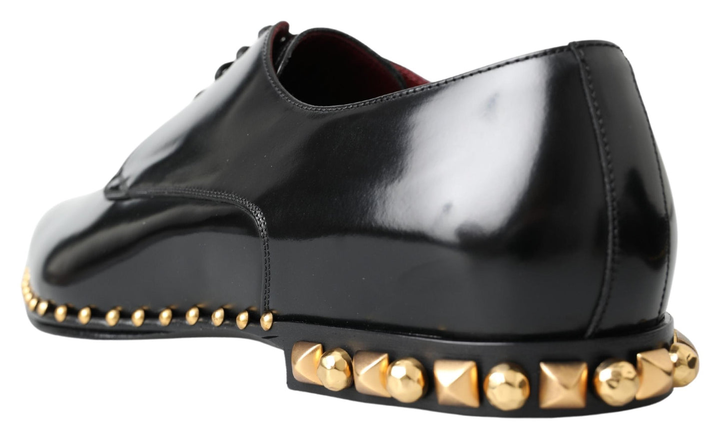 Dolce &amp; Gabbana Schwarze Derby-Lederschuhe mit Goldnieten