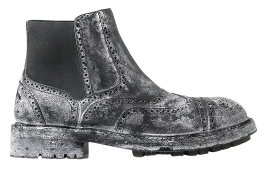 Dolce &amp; Gabbana Bottines en cuir gris noir