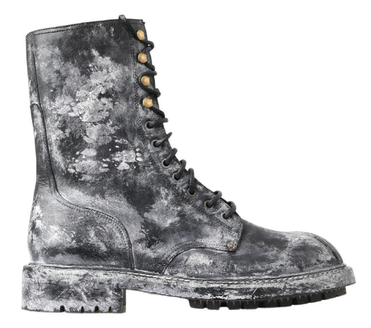 Dolce &amp; Gabbana Bottes mi-mollet en cuir noir gris