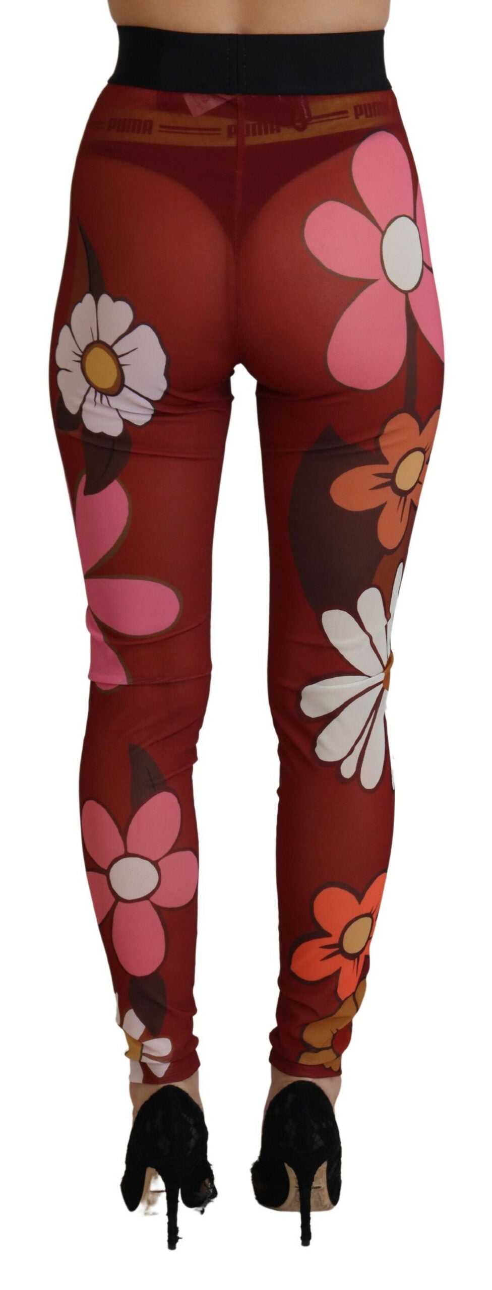 Dolce &amp; Gabbana Leggings à fleurs rouges Pantalon taille extensible