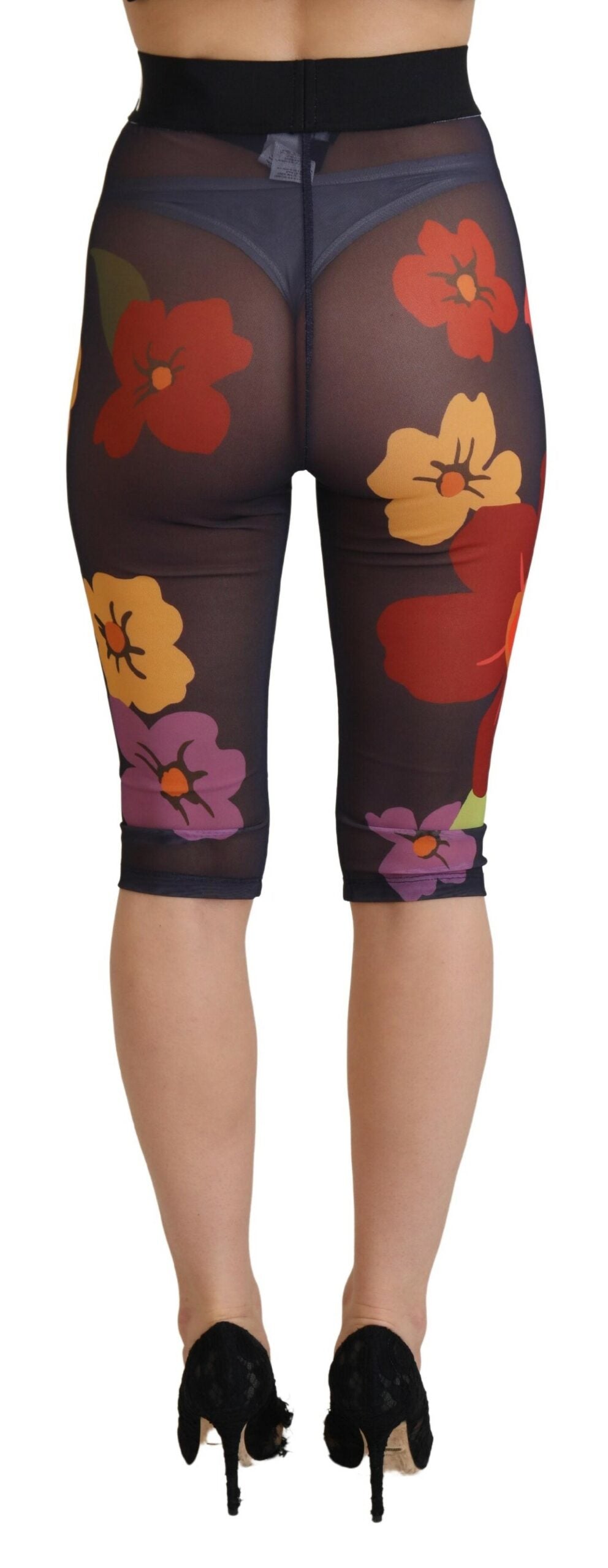 Dolce &amp; Gabbana Pantalon legging à fleurs noir taille extensible