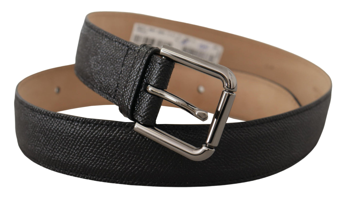 Dolce &amp; Gabbana Ceinture arrière marron en cuir de veau noir