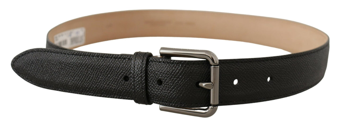 Dolce &amp; Gabbana Ceinture arrière marron en cuir de veau noir