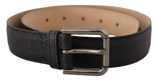 Dolce &amp; Gabbana Ceinture arrière marron en cuir de veau noir