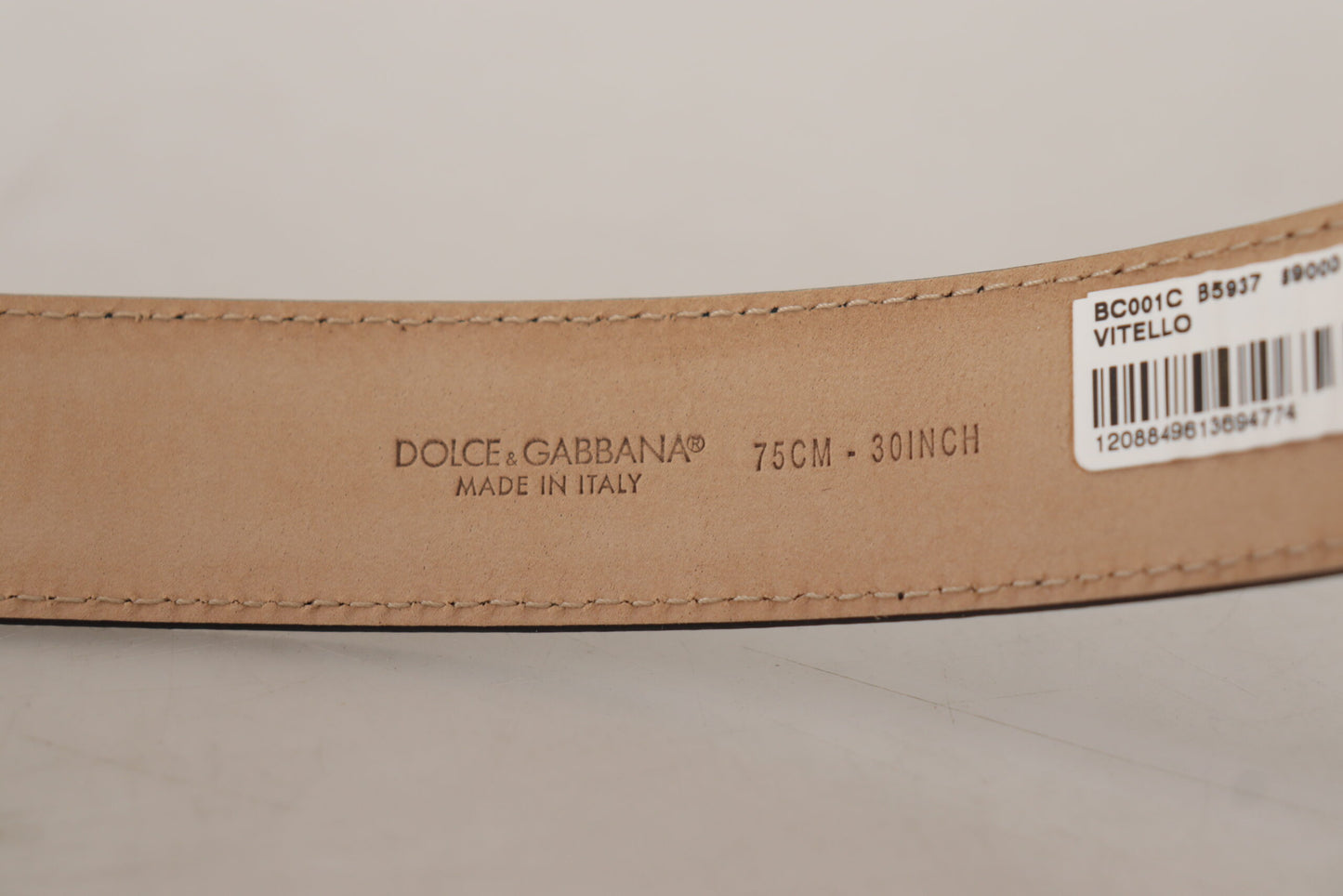 Dolce &amp; Gabbana Ceinture en cuir de veau noir avec boucle en métal marron