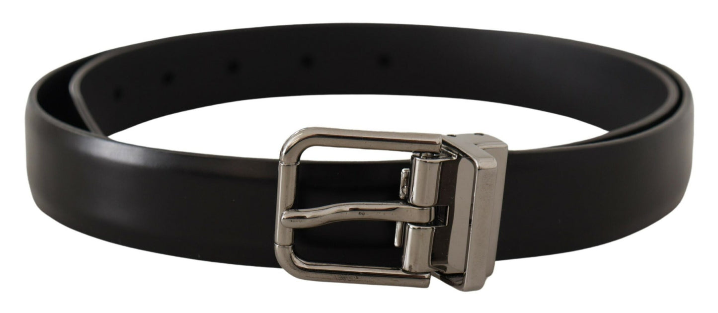 Dolce &amp; Gabbana Ceinture à boucle en cuir de veau noir avec logo en métal