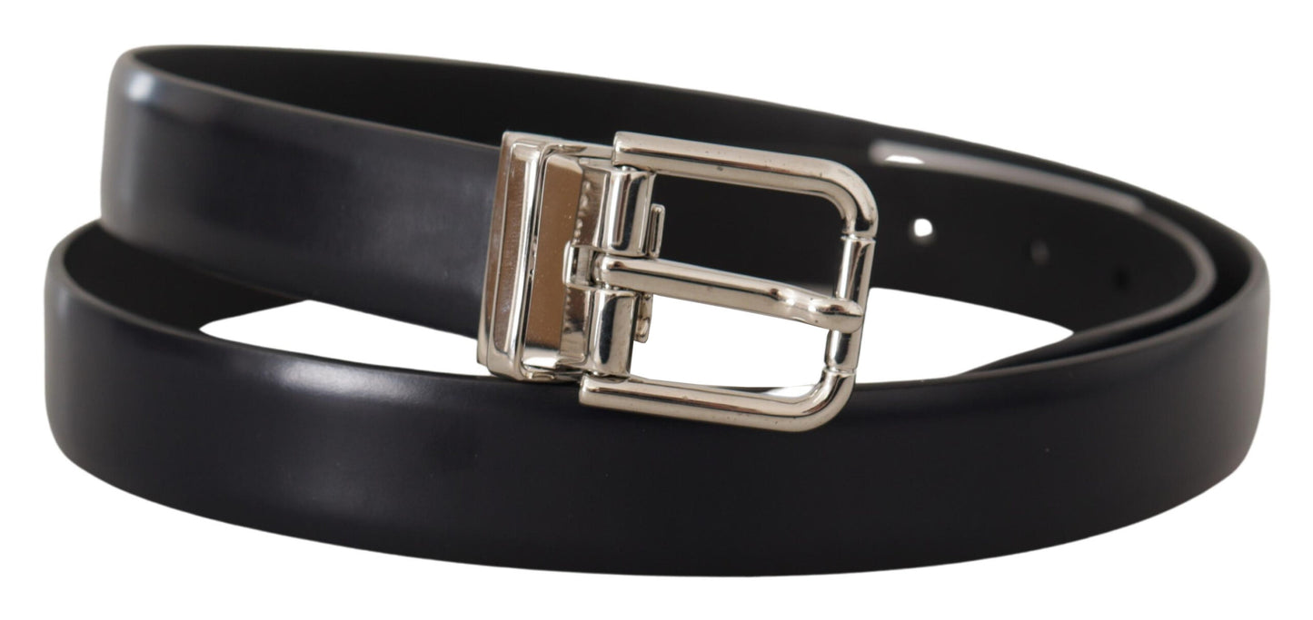 Dolce &amp; Gabbana Ceinture à boucle en métal avec logo classique en cuir de veau noir