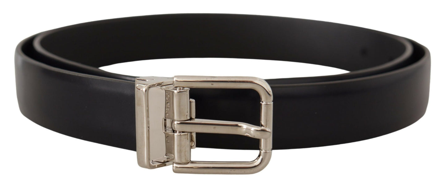 Dolce &amp; Gabbana Ceinture à boucle en métal avec logo classique en cuir de veau noir