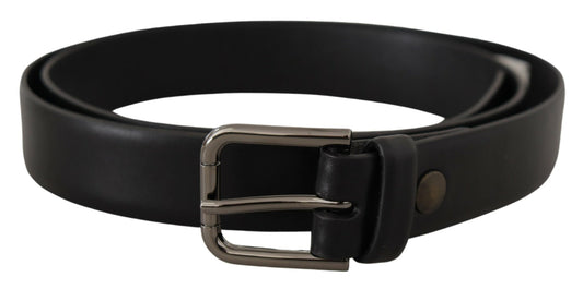 Dolce &amp; Gabbana Ceinture à boucle en métal avec logo classique en cuir de veau noir