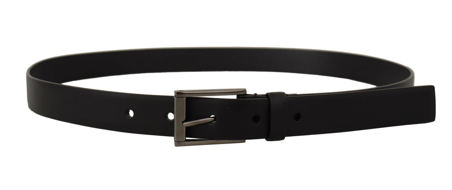 Dolce &amp; Gabbana Ceinture à boucle avec logo en acier vintage en cuir de veau noir